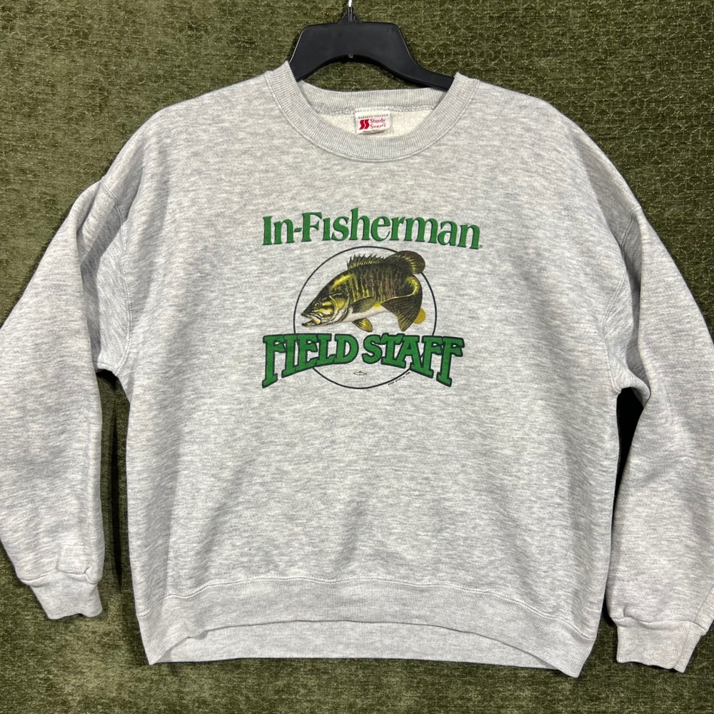 Bassett-Walker Sweatshirt Mens XL Gray In-Fisherman Field Staff 1998 Vintage USA